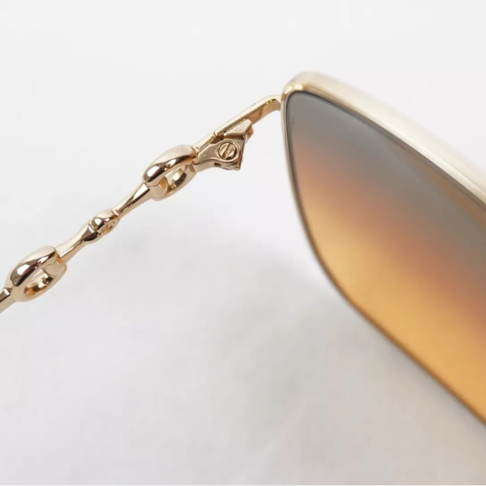 ❌SOLD❌ NWOT [Gucci] Oversized 70s Style Sunglasses Square Gold Frames/Brown Lens - Picture 11 of 14